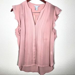H&M | Blush Ruffle Cap Short Sleeve Top